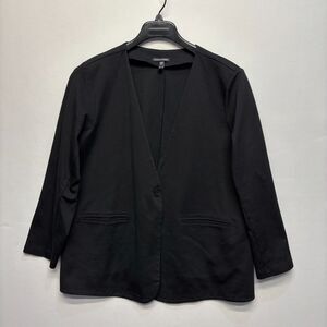 Eileen Fisher Ponte Knit Cardigan Blazer Jacket XL X-Large Black D094 -25